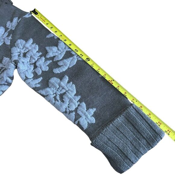 Jamie Gries Cozy Chic Collection Cardigan Turtleneck L Taupe Floral Sweater - Picture 9 of 9